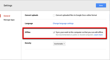 Set up Offline Access in the New Google Drive